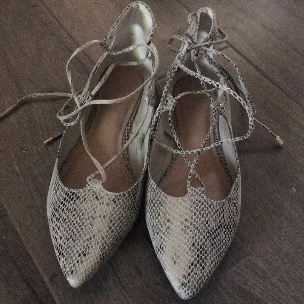 Snakeskin print flats